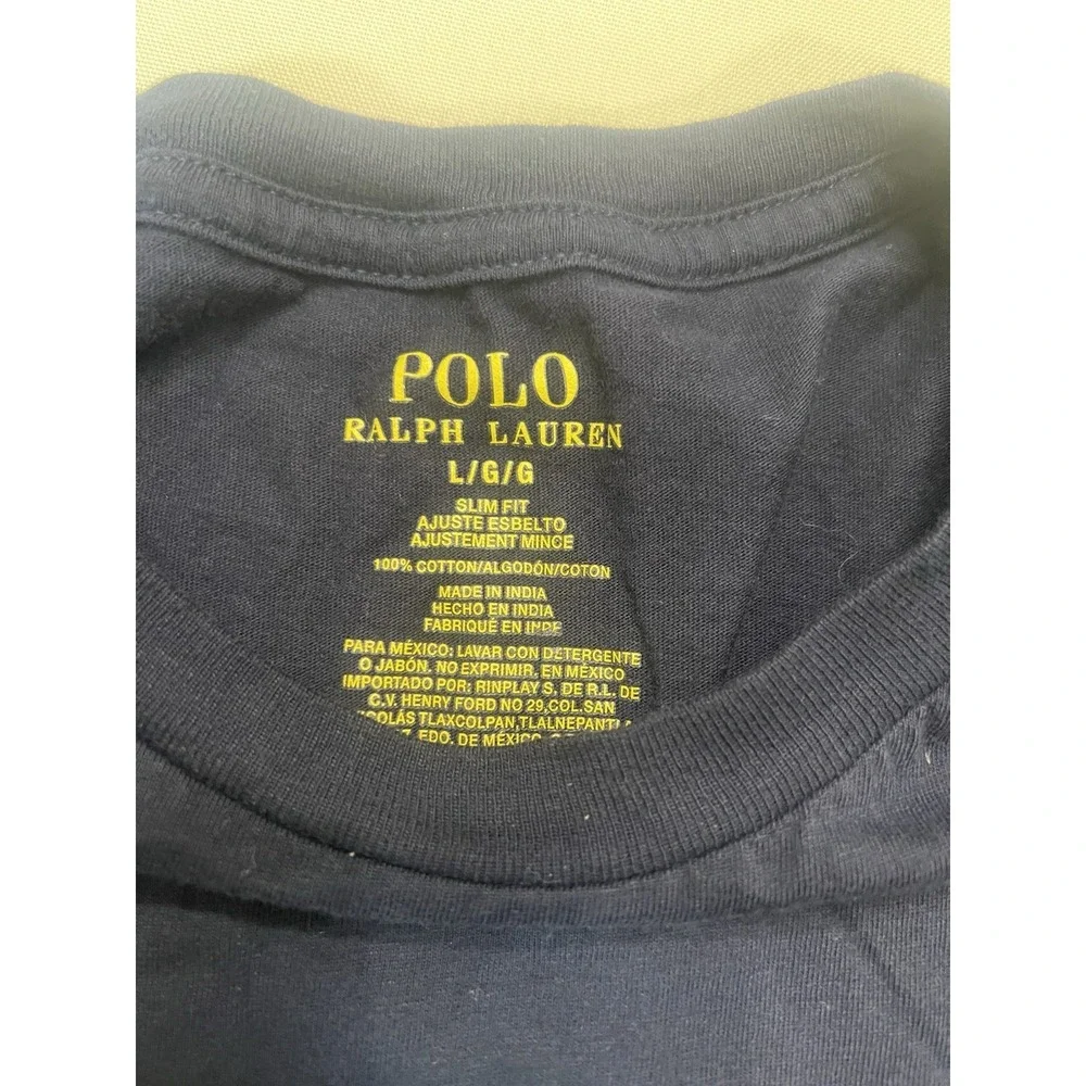 Polo Ralph Lauren Slim Fit Crew T-Shirts - Large Navy Blue Lot Of 2 Logo